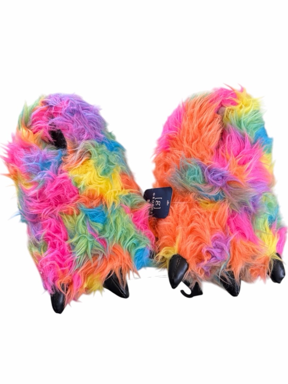 NWT George Men's Fur Rainbow Novelty Slippers